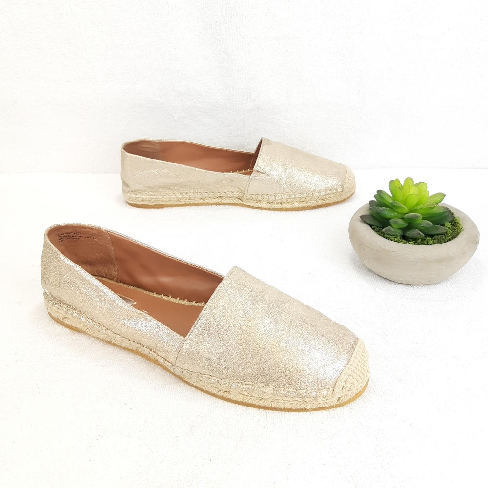HALOGEN GOLD LEATHER ESPADRILLES